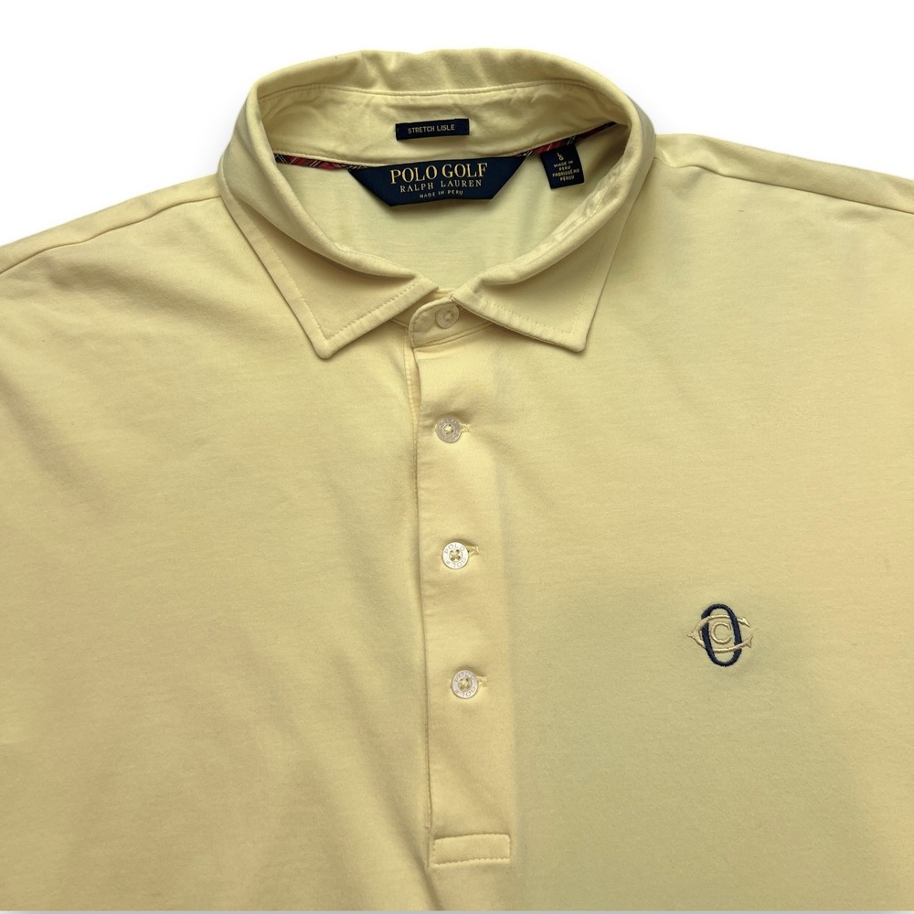 Polo Golf Ralph Lauren Stretch Lisle Shirt Mens L Yellow Oakmont Country Club